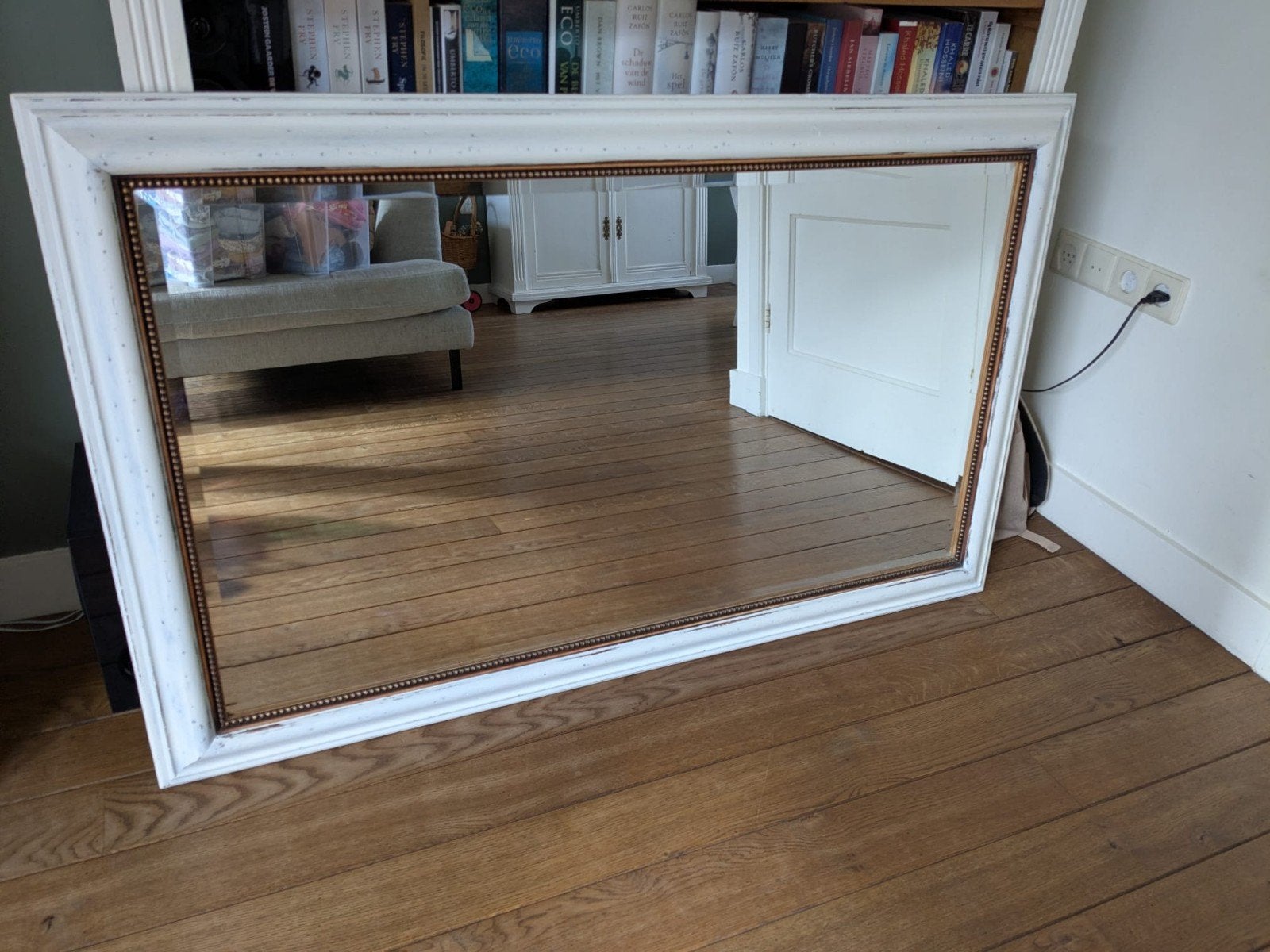 Brocante spiegel, Huis en Inrichting, Ophalen, Gebruikt, 125 cm of meer, Minder dan 100 cm
