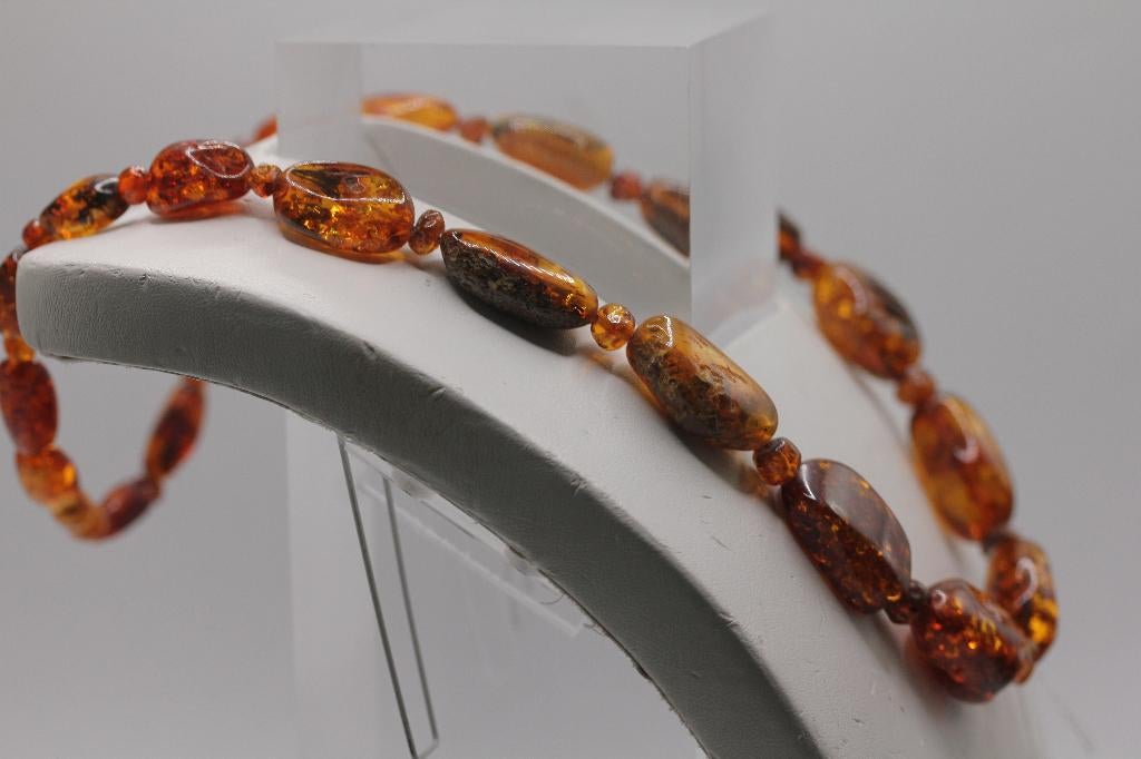 amber ketting uit Baltisch gebied, Sieraden, Tassen en Uiterlijk, Kettingen, Zo goed als nieuw, Steen of Mineraal, Oranje, Met edelsteen