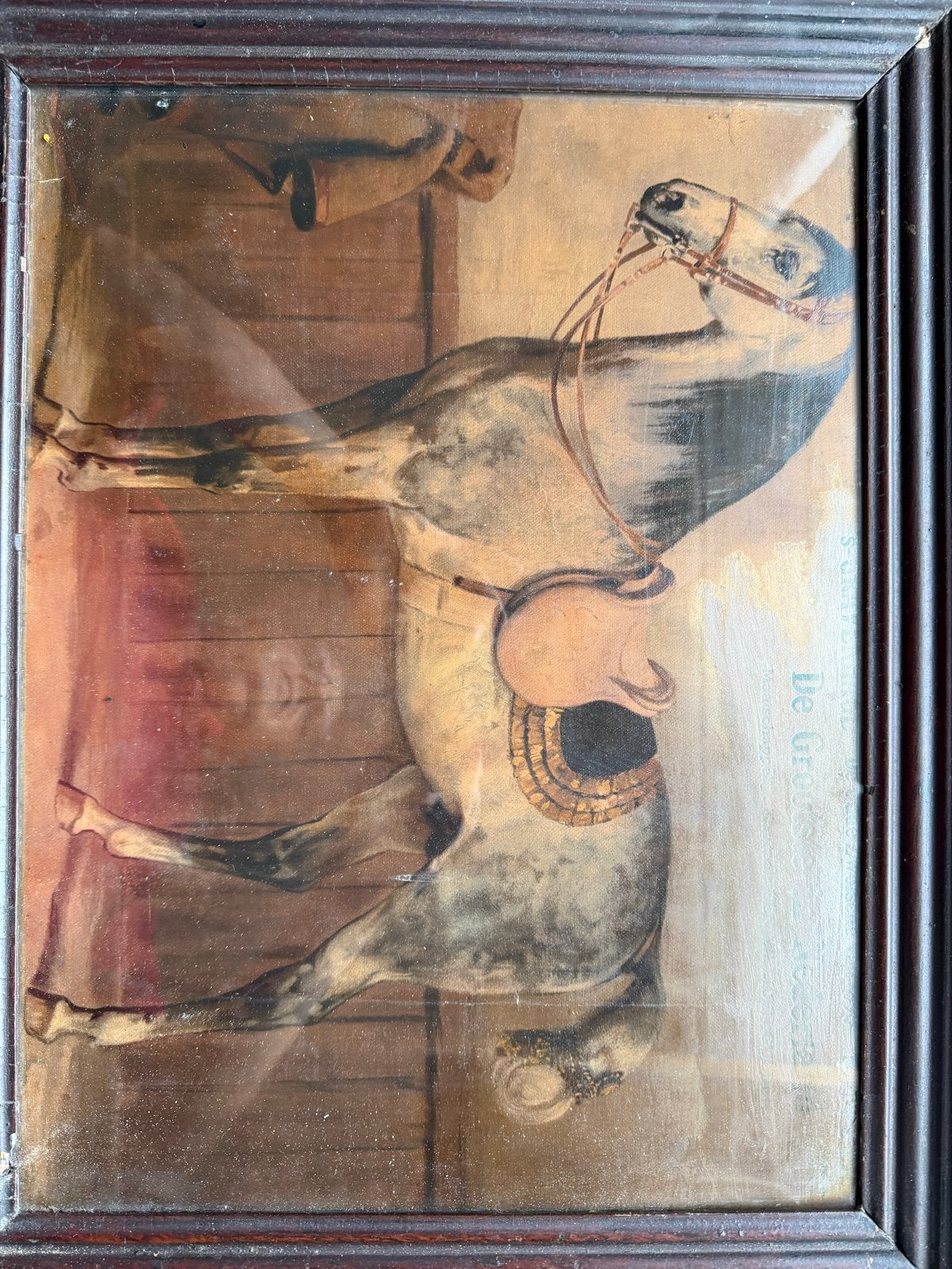 Klassiek schilderij van een paard in stal, Ophalen, Doek, Realistisch, Dieren