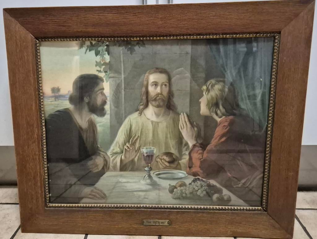 te koop jezus met twee apostelen schilderij in nette staat, Ophalen
