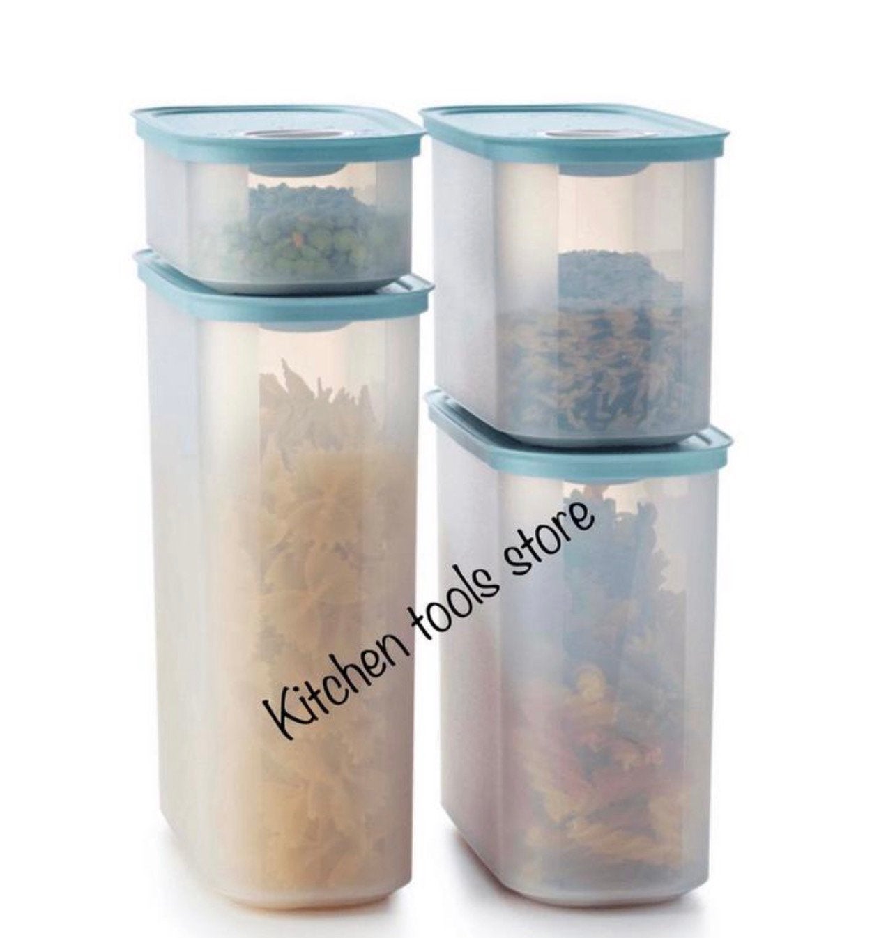 Tupperware Ruimtespaarders time kepers set (4) voorraadbus, Blauw, Nieuw, Ophalen of Verzenden, Met deksel