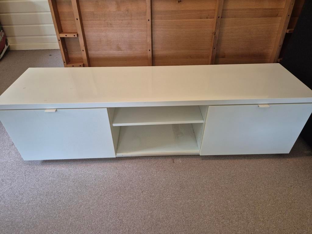 BYÅS TV-meubel, hoogglans wit, 160x42x45 cm, Huis en Inrichting, Kasten | Televisiemeubels, Ophalen, Overige materialen, Gebruikt