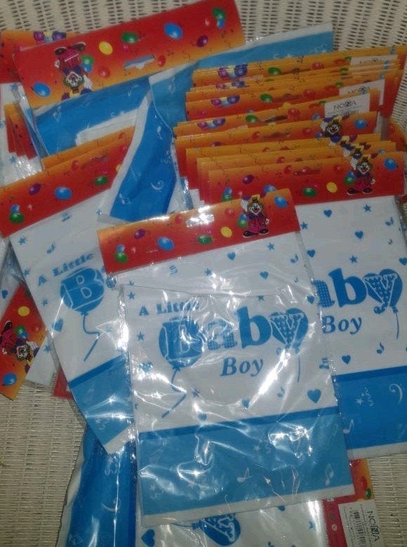 55 zakjes van 10 baby boy babyshower zakjes, Ophalen, Nieuw, Versiering, Geboorte of Huwelijk
