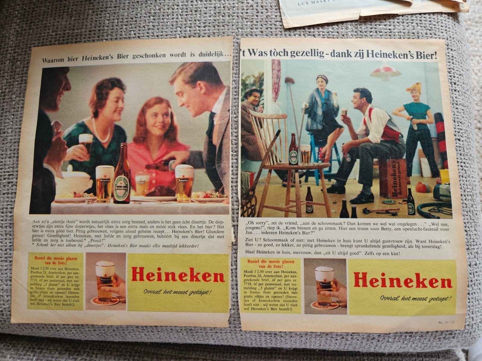 Heineken Advertenties (2 stuks), Verzamelen, Biermerken, Ophalen of Verzenden