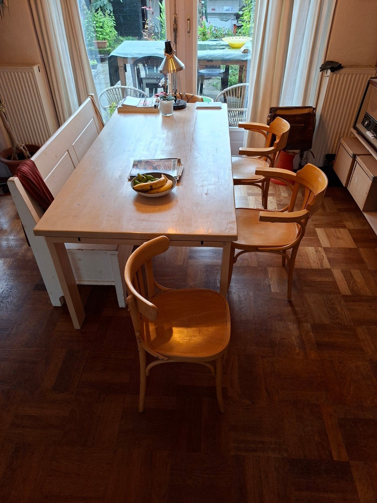 Lundia tafel 1 x 2 m white wash gelakt, Ophalen of Verzenden, Gebruikt, 4 tot 6 stoelen
