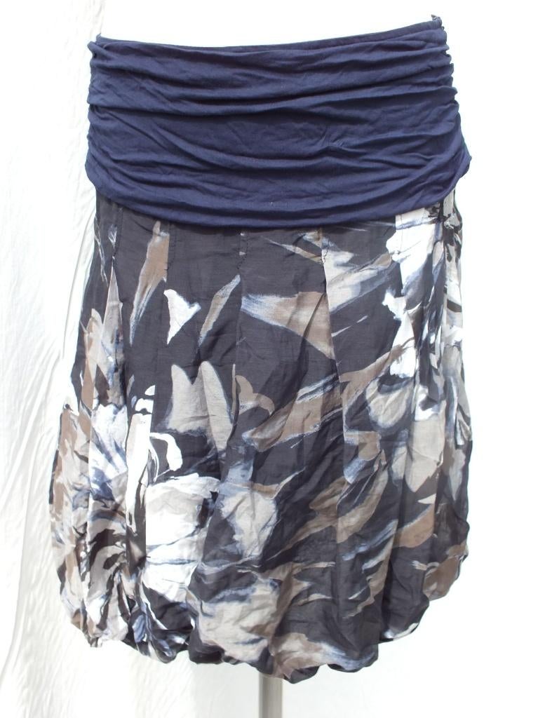 Toffe ballon rok. Donkerblauw, bloemetjes. Mt M, Maat 38/40 (M), Blauw, ., Ophalen of Verzenden