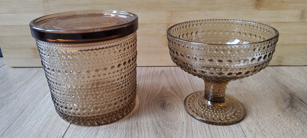 Iittala kastehelmi opbergpot en schaal (alleen ophalen), Ophalen, Gebruikt, Rond, Glas