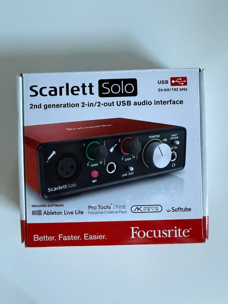 Focusrite Scarlett Solo 2nd Gen Audio Interface, Ophalen of Verzenden, Zo goed als nieuw