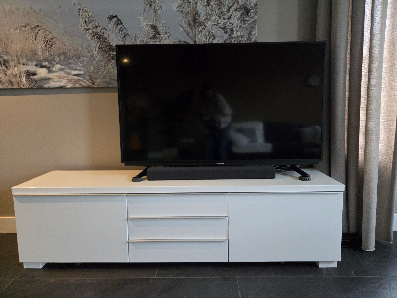 IKEA BESTÅ BURS TV-meubel hoogglans wit, Ophalen, Overige materialen, Gebruikt, Minder dan 100 cm