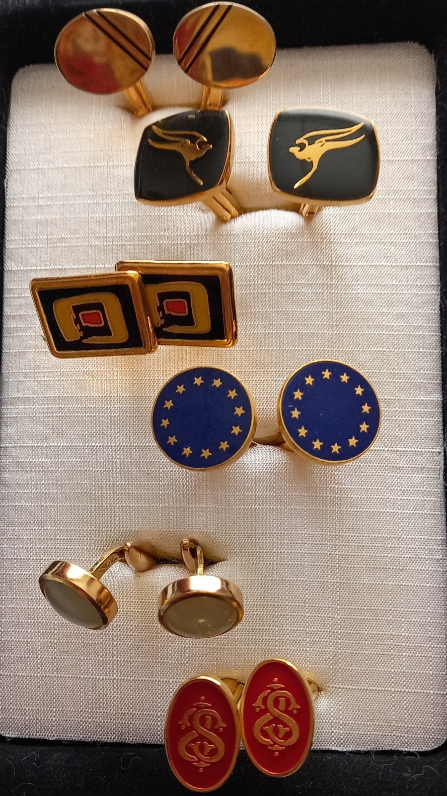 6 paar goudkleurige manchetknopen, 0703, Sieraden, Tassen en Uiterlijk, Manchetknopen, Ophalen of Verzenden, Zo goed als nieuw