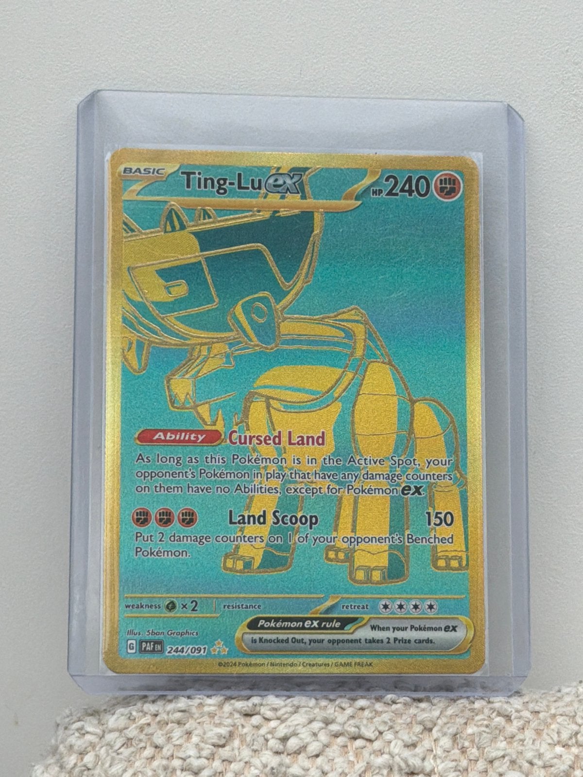 Ting-Lu ex Pokémon kaart (Goud) - Zo goed als nieuw, Ophalen of Verzenden, Zo goed als nieuw, Losse kaart, Foil