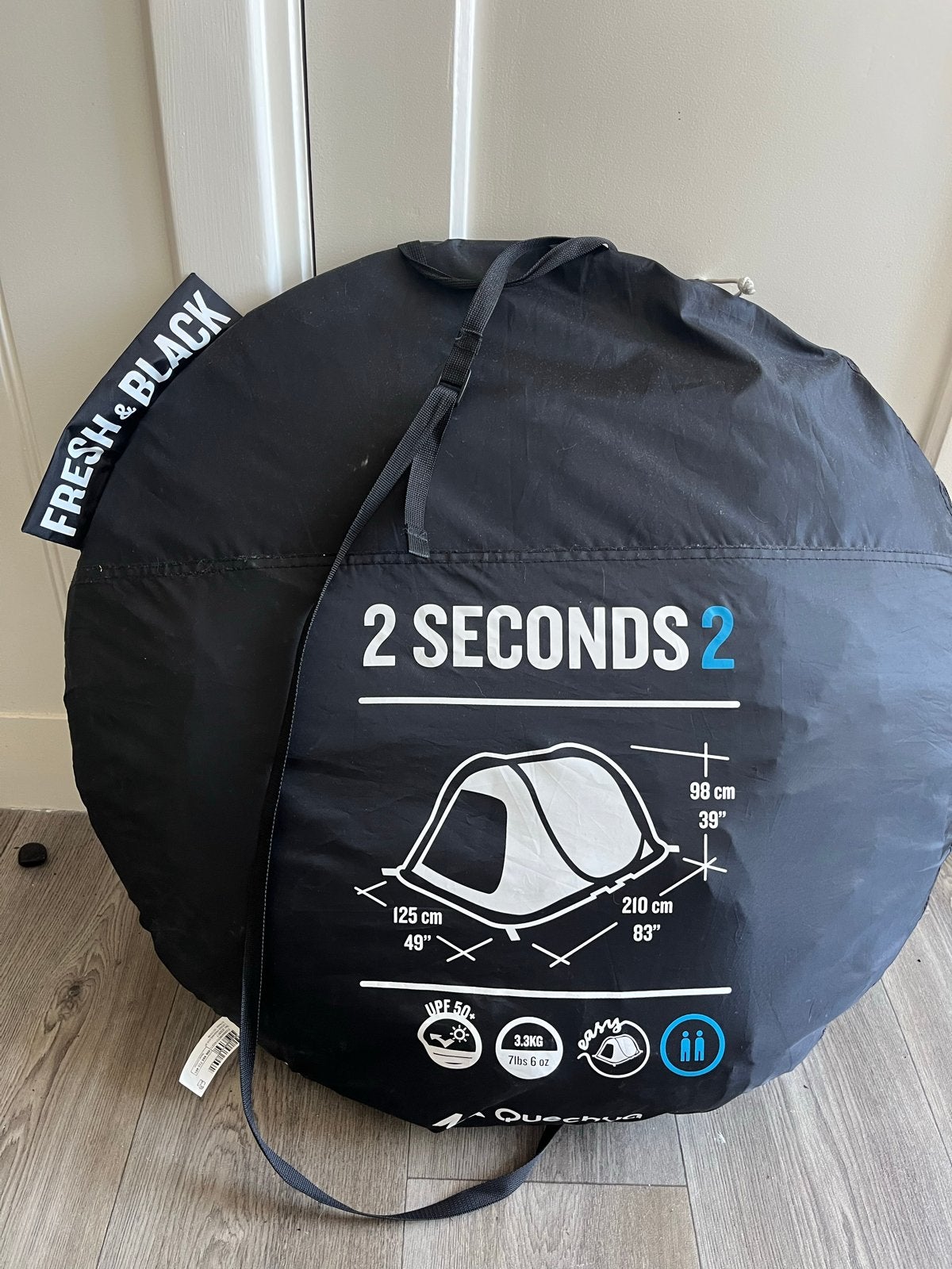 Quechua 2 Seconds 2 Fresh & Black Tent, Ophalen of Verzenden, Gebruikt, Tot en met 2