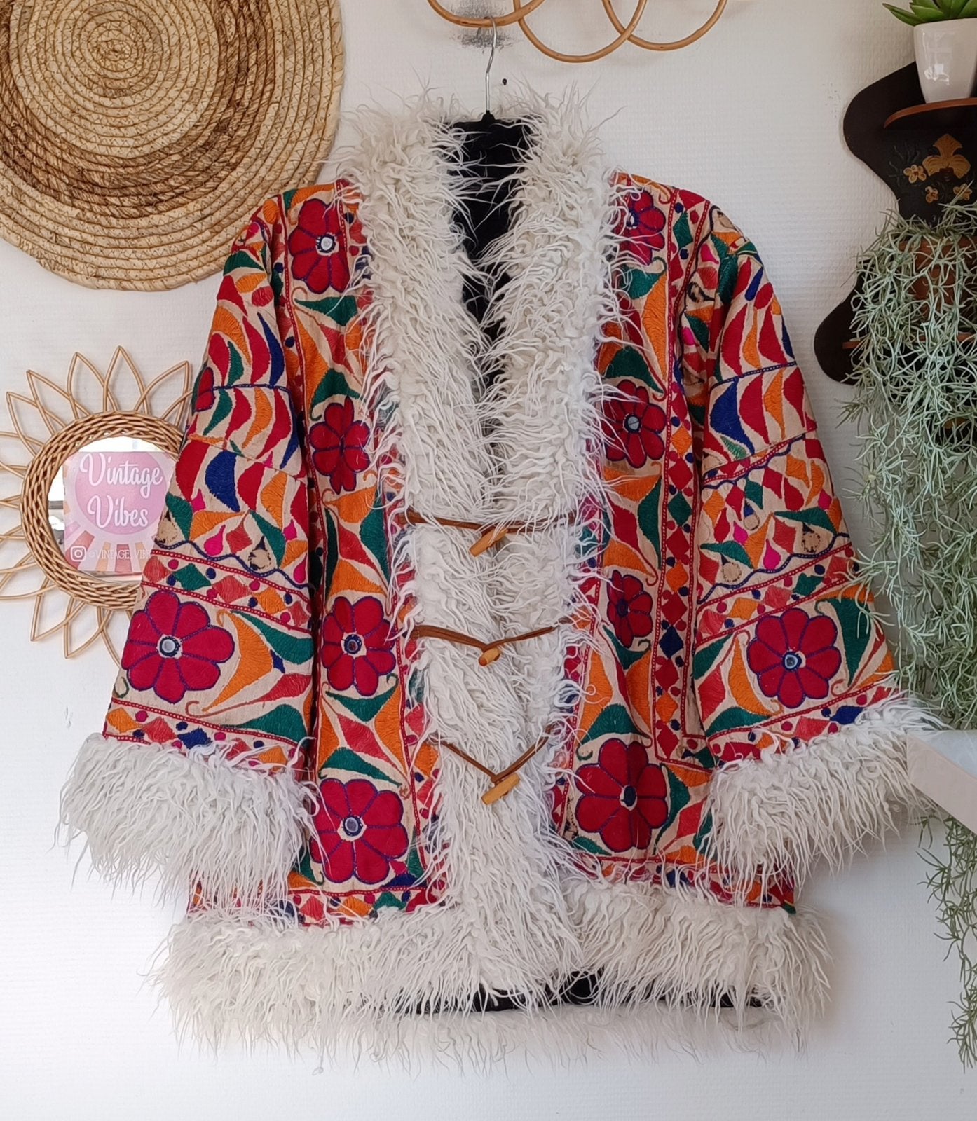 Vintage handgemaakt India afghaanse lammy jas, Ophalen of Verzenden, Zo goed als nieuw, Maat 38/40 (M)