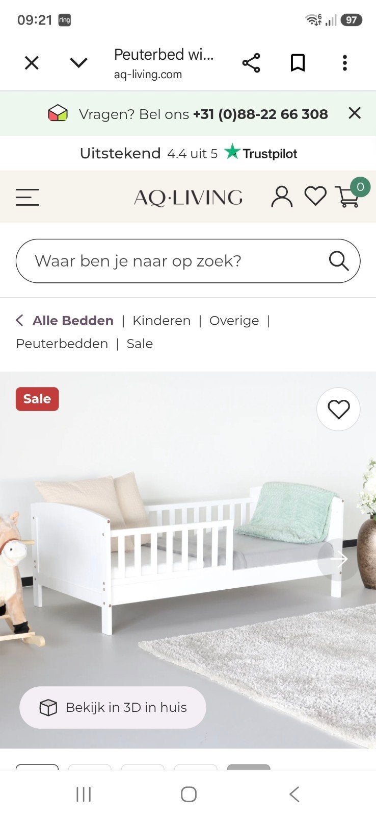 Te koop  Wit Ikea Peuterbed, Kinderen en Baby's, Kinderkamer | Bedden, Ophalen, Gebruikt, 70 tot 85 cm, 140 tot 160 cm