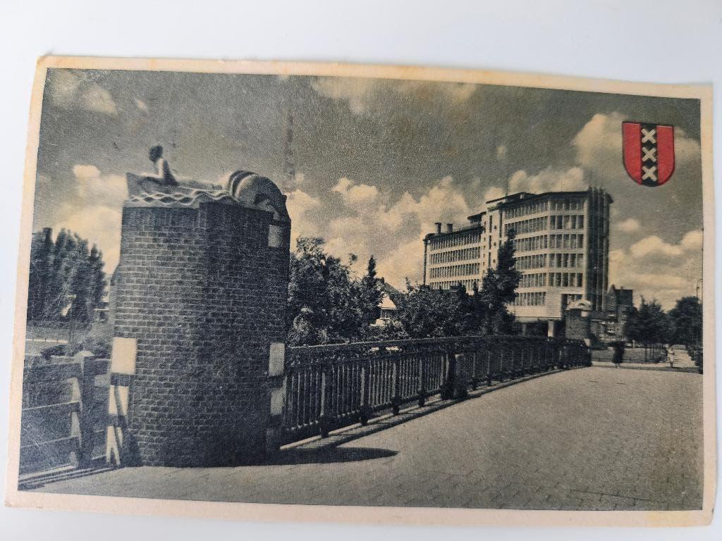 briefkaart 1946  "Apollolaan en Rijksverzekeringsbank" A'dam, Ophalen of Verzenden, Briefkaart
