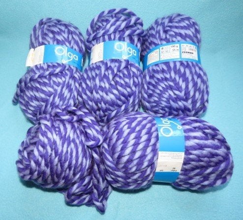 5x nieuwe bol dik garen Zeeman Olga paars lila 100 gram, Hobby en Vrije tijd, Ophalen of Verzenden, Nieuw, Breien of Haken, Wol of Garen
