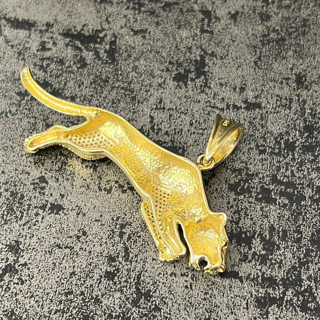 14k gouden panter model kettinghanger, Ophalen of Verzenden, Nieuw, Goud, Kruis of Symbool