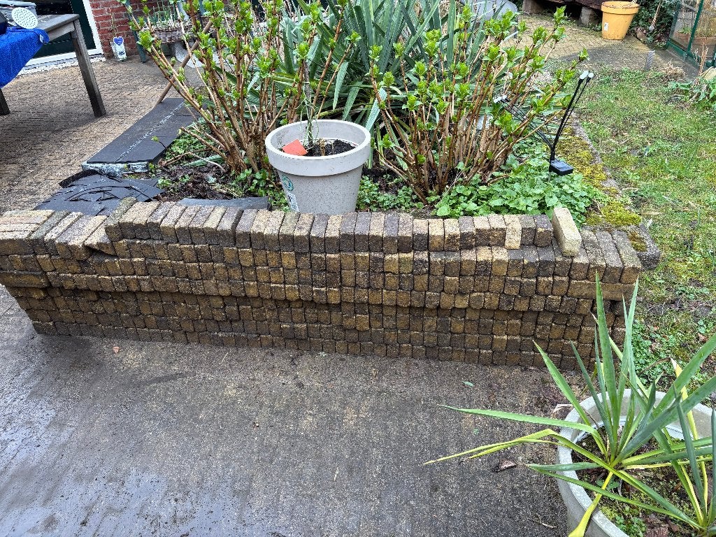 180 klinkers geel 20 x 7 cm (ongeveer 2,5 m2), Ophalen, Gebruikt, Klinkers, Minder dan 5 m²