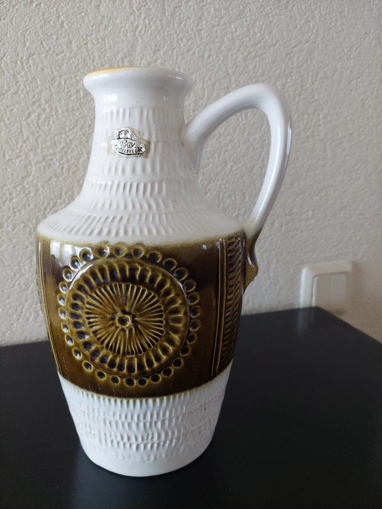 Bay W Germany, vaas/kan 26cm., Ophalen, 26 cm, Beige, Zo goed als nieuw