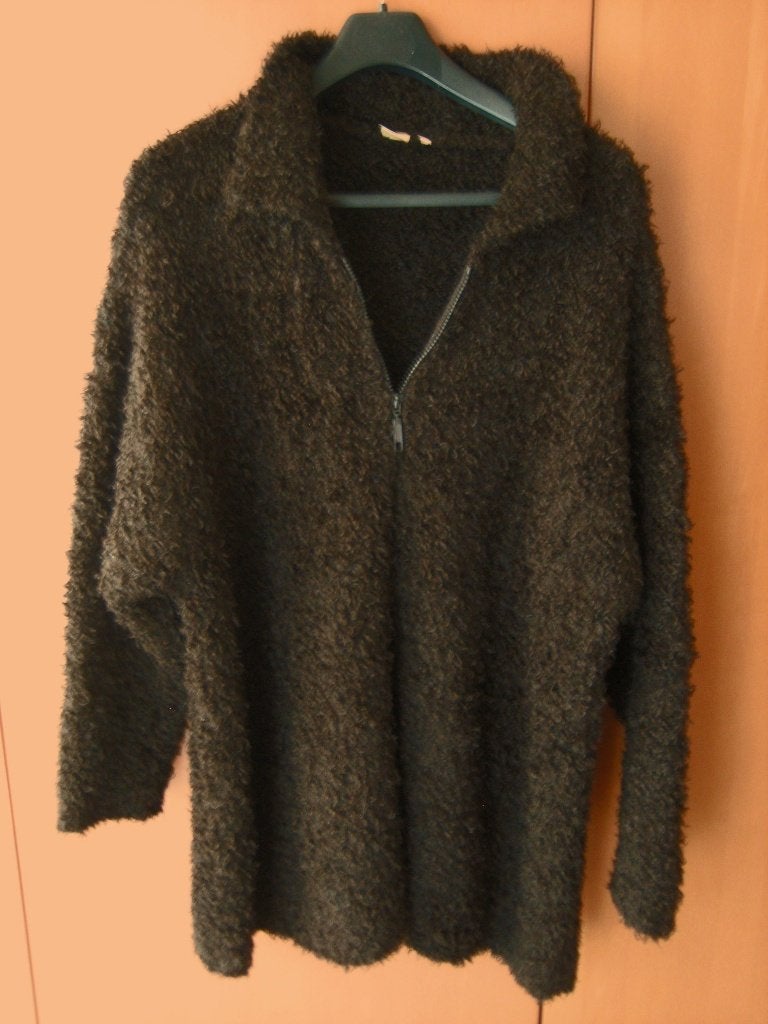 Heerlijk warm donkerbruin bouclé vest MARCA 50-52, Kleding | Dames, Grote Maten, Bruin, Verzenden, Trui of Vest, Zo goed als nieuw
