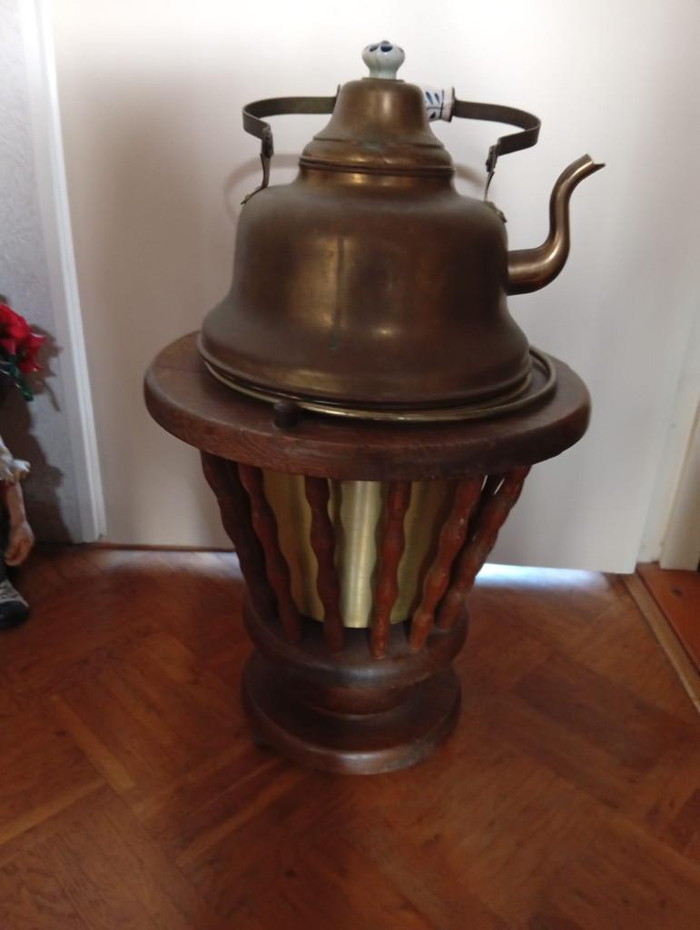 Antieke koperen ketel met stoof, Antiek en Kunst, Ophalen, Koper