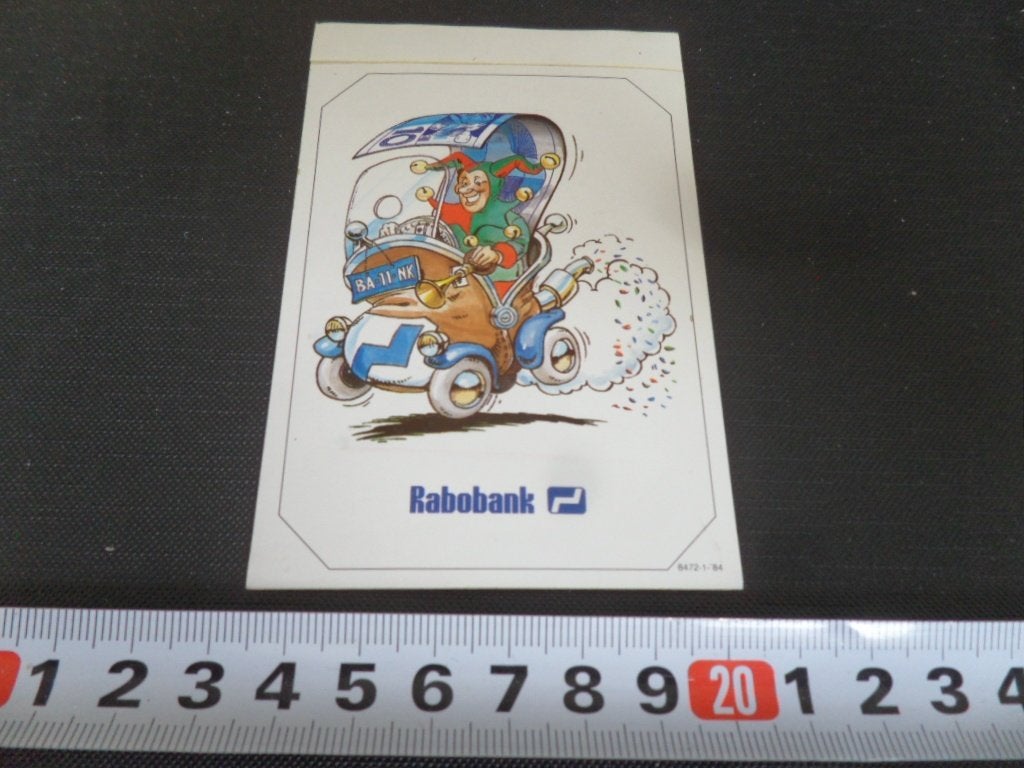sticker rabobank carnaval auto blauw tientjes nar, Ophalen of Verzenden, Zo goed als nieuw