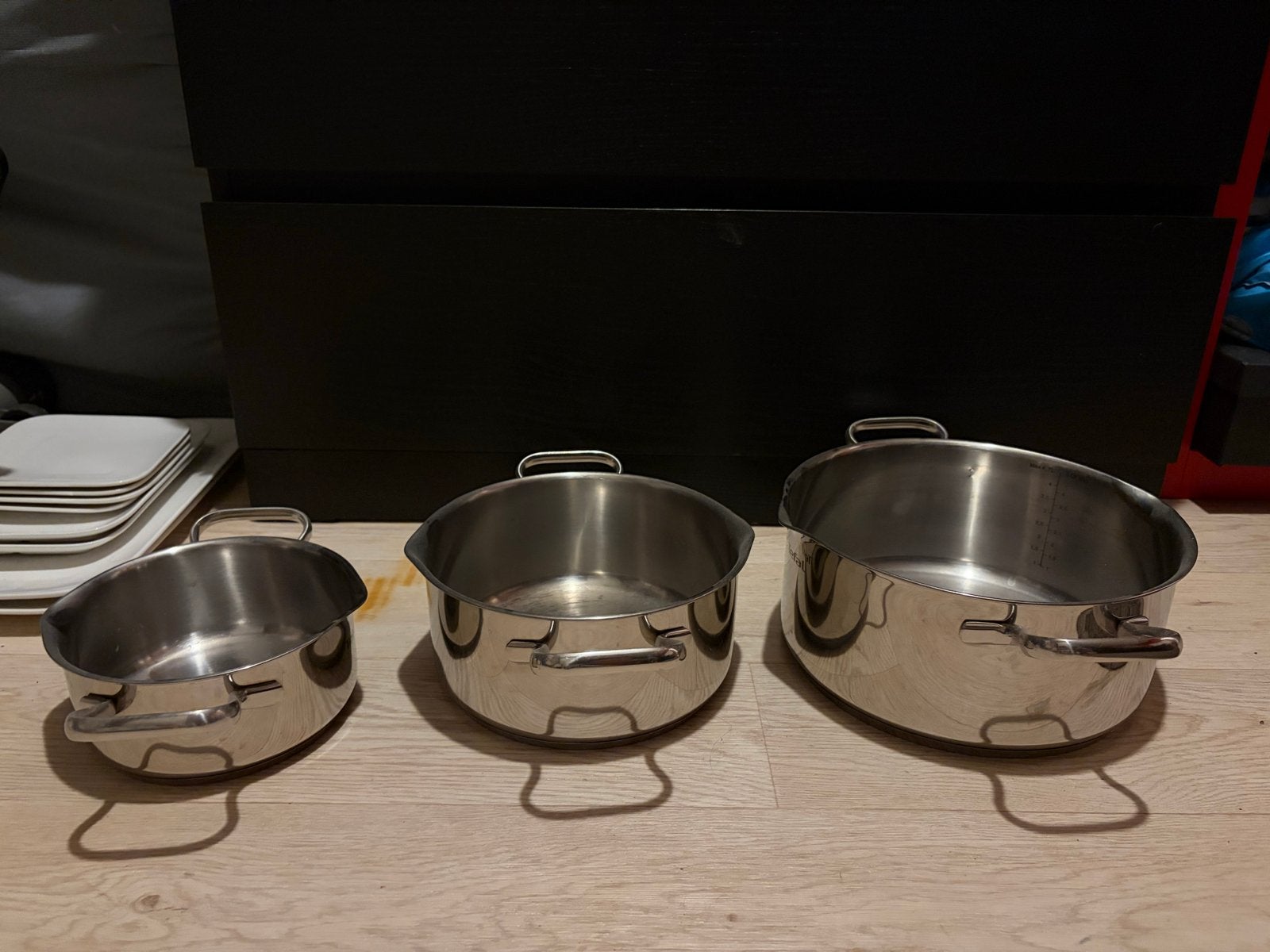 Tefal RVS Pannenset met Glazen Deksel - 3-delig, Gebruikt, Met deksel, Pannenset, Ophalen of Verzenden