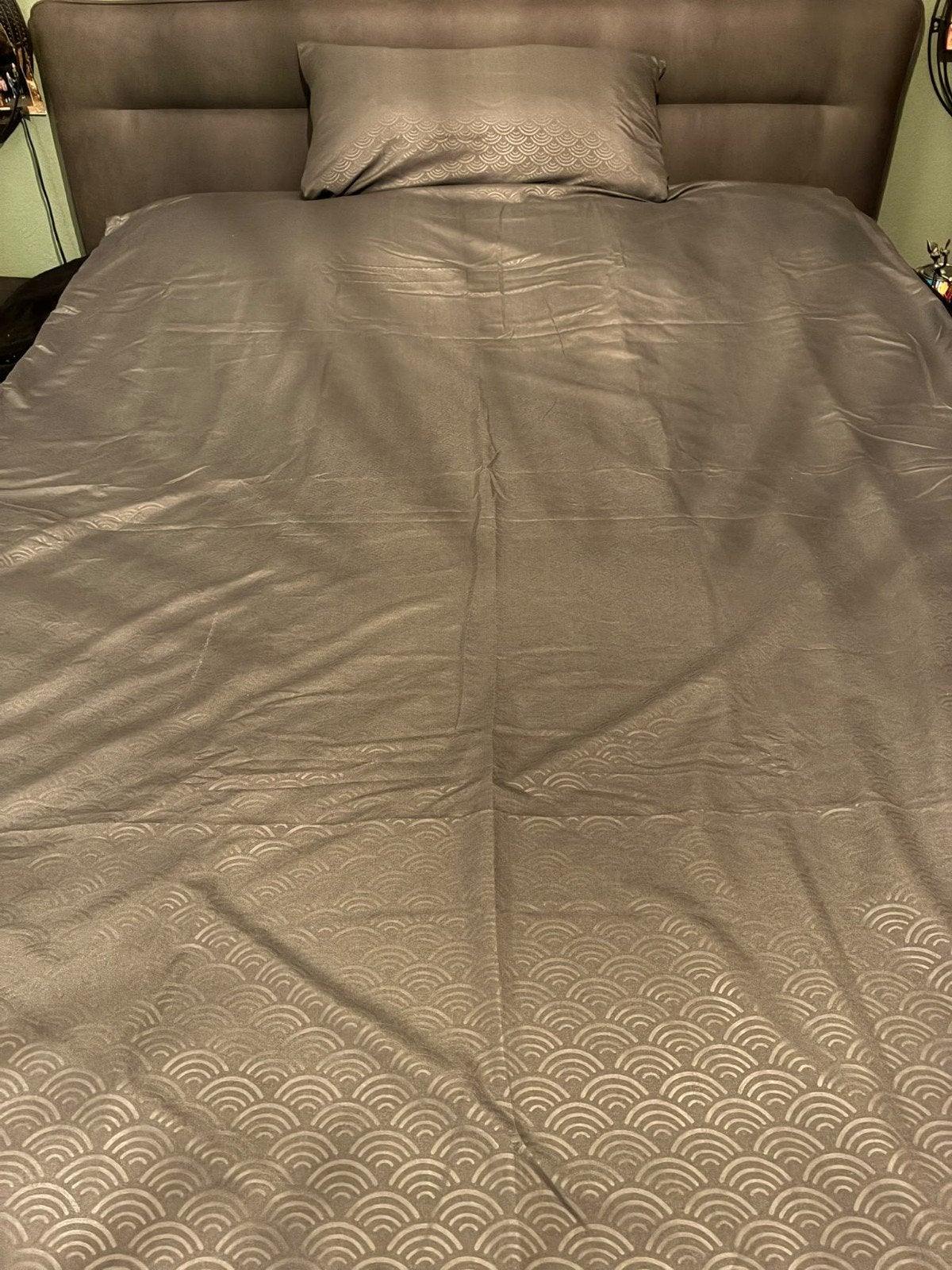 Grijs dekbedovertrek met patroon - 140x200/60x70cm, Eenpersoons, Dekbedovertrek, Nieuw, Ophalen of Verzenden
