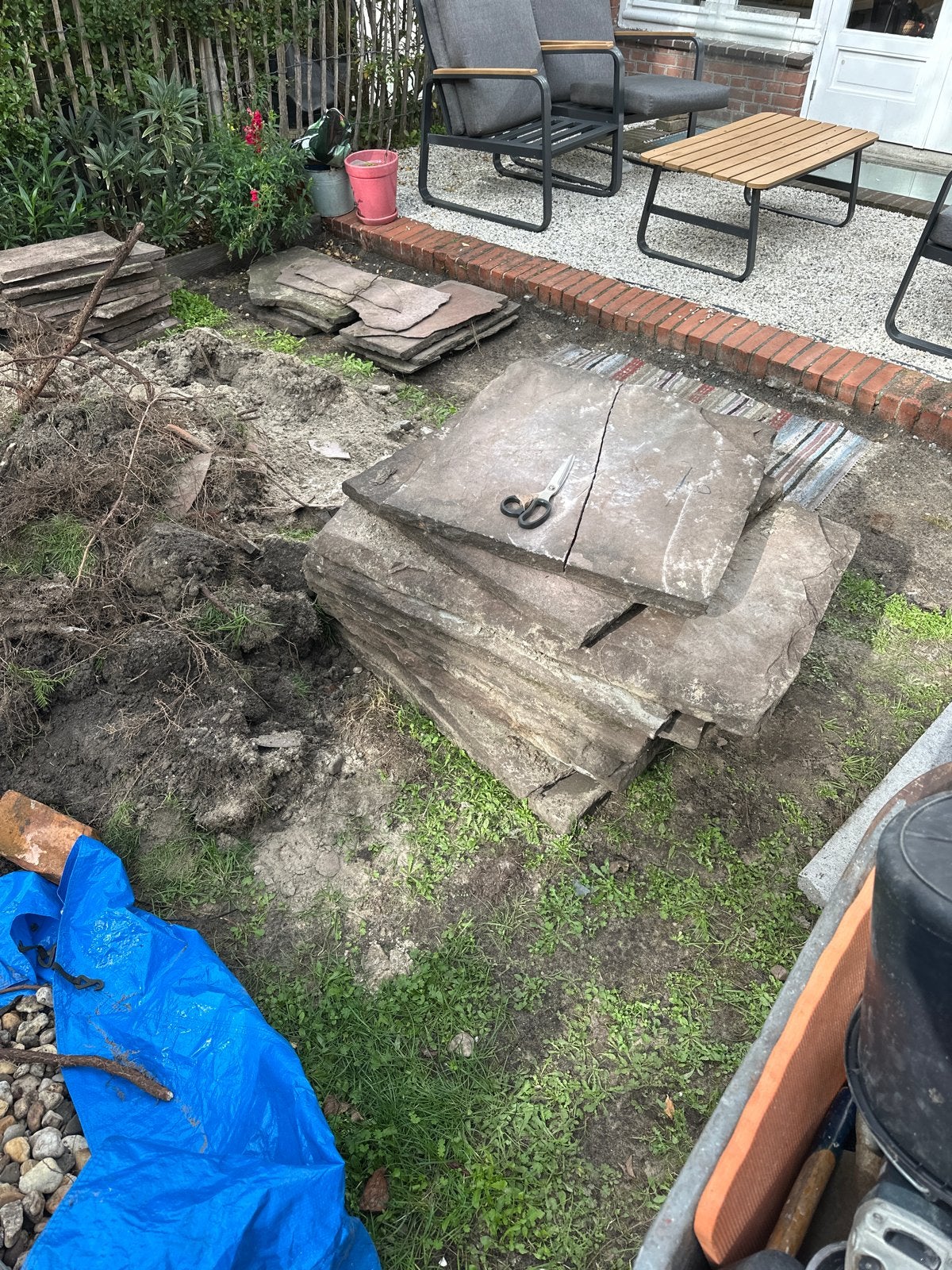 Gebruikte terrastegels voor een landelijk terras, Tuin en Terras, Gebruikt, Ophalen of Verzenden, Terrastegels, Natuursteen