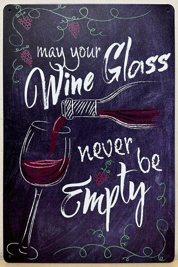 Wine glass never empty wijn reclamebord van metaal wandbord, Huis en Inrichting, Woonaccessoires | Tekstborden en Spreuken, Info@deconoord.nl