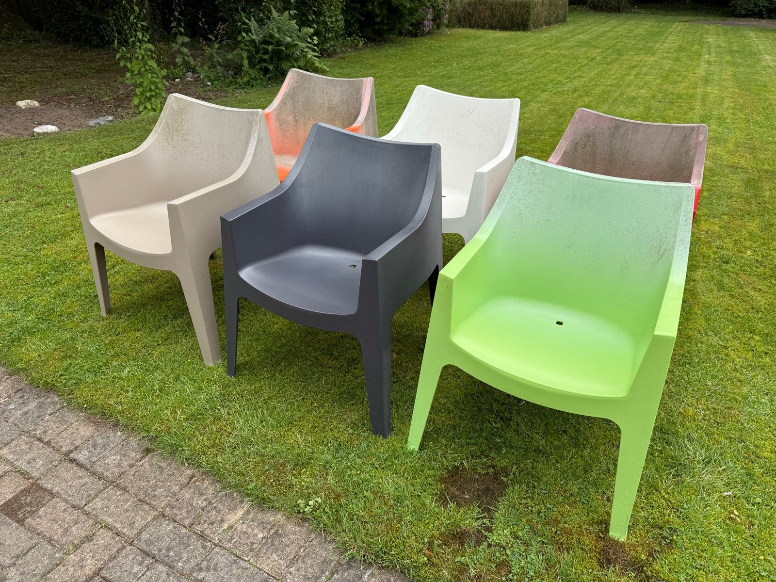 Set van 6x Design tuinstoel Scab Coccolona Italia, opknapper, Ophalen, Gebruikt, Kunststof, Stapelbaar