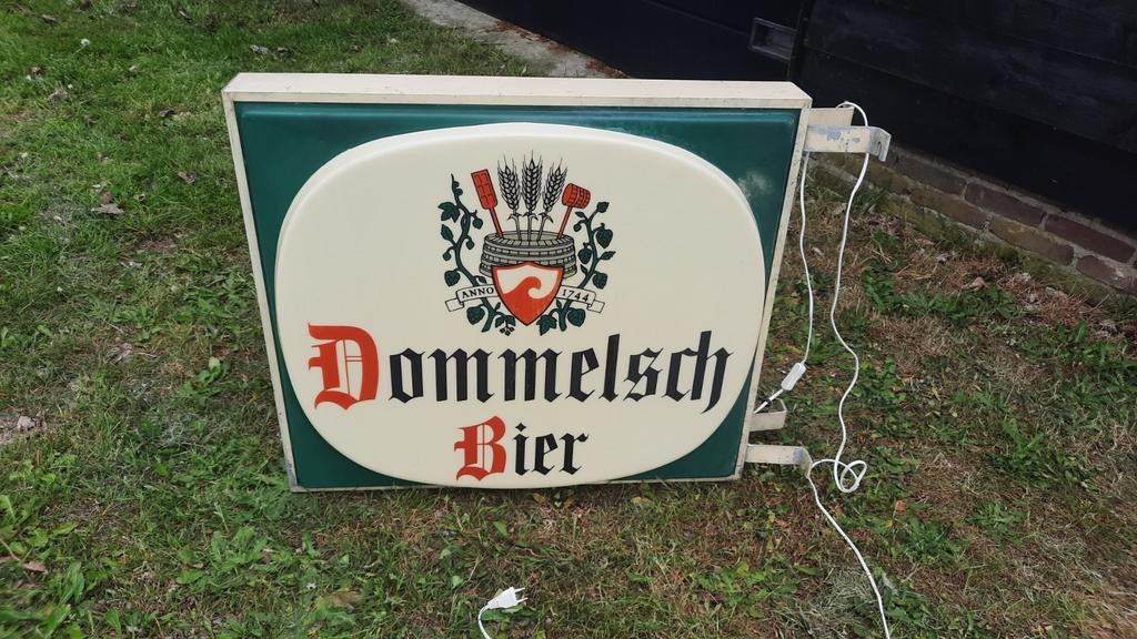 Vintage Dommelsch Bier Lichtbak Reclamebord, Ophalen, Gebruikt, Lichtbak of (neon) lamp