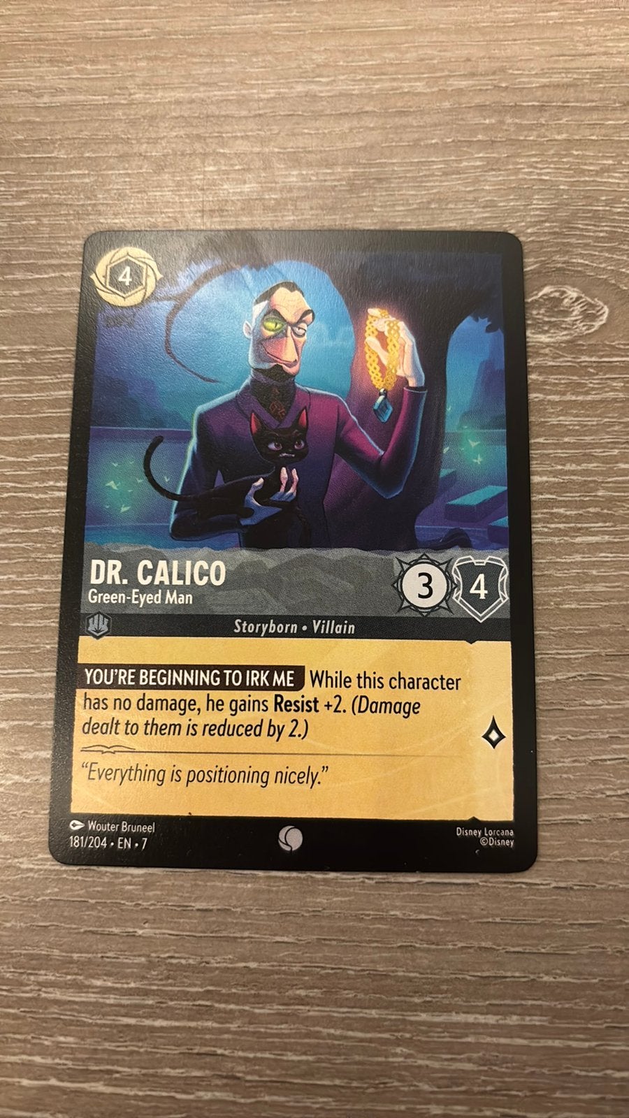 Disney Lorcana Dr Calico greeneyed man 181-204 7ARI nonfoil, Ophalen of Verzenden, Zo goed als nieuw