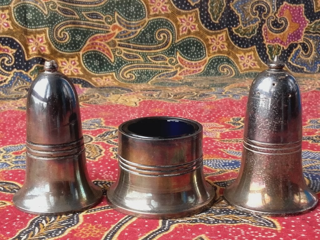 Mooi oud silverplate peper, zout en mosterd uit Engeland., Ophalen of Verzenden