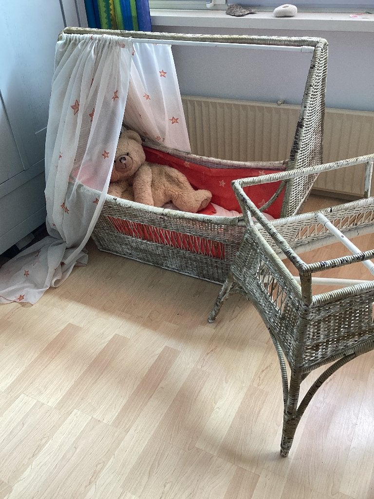 Franse antieke rieten wieg, Ophalen, Gebruikt, Minder dan 140 cm, Minder dan 70 cm