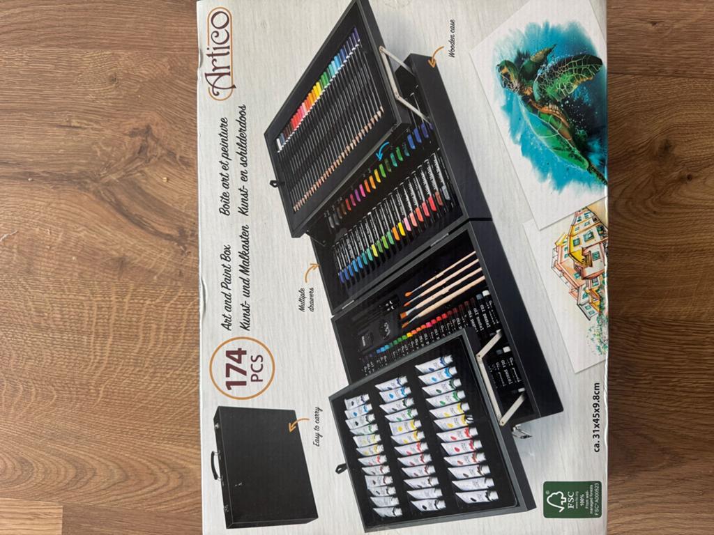 Artico Kunst- en Schilderdoos 174-delig, Hobby en Vrije tijd, Schilderen, Ophalen of Verzenden, Zo goed als nieuw, Overige typen