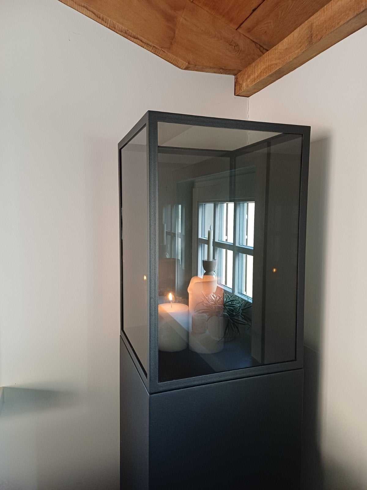 Mooi zwart windlicht 40x40x60  XXL- Super kwaliteit, Ophalen, Zwart, Metaal, Landelijk