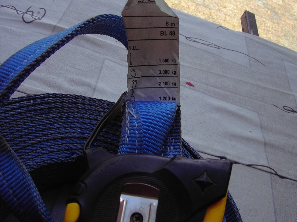 hijsband lengte 8 meter met harpsluiting, Ophalen, Gebruikt, Handmatig