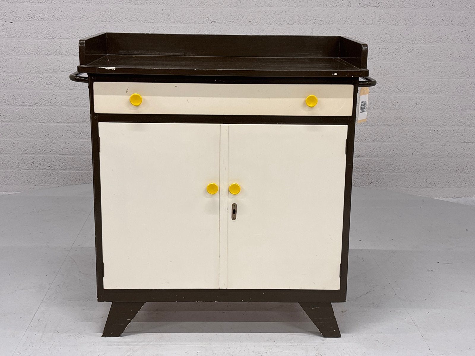 Mid-century Retro Commode Jaren '50/'60 met Schuine Poten, Ophalen, Gebruikt, 50 tot 70 cm, 100 cm of meer
