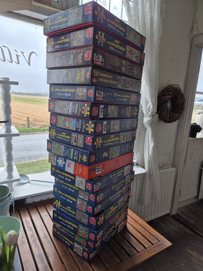 Puzzels Jan van Haasteren 1000, Ophalen of Verzenden, 500 t/m 1500 stukjes, Zo goed als nieuw, Legpuzzel