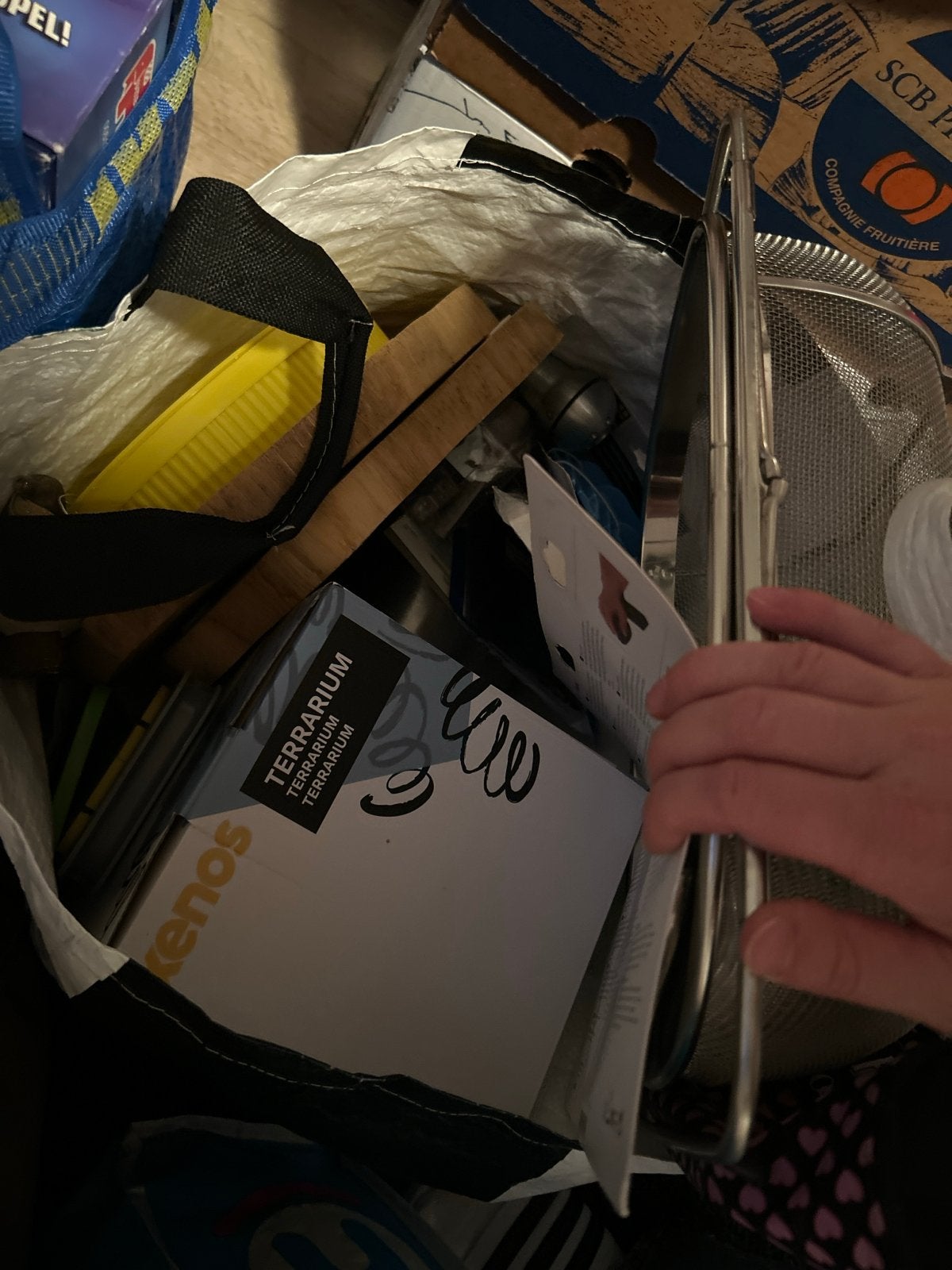 Tas met rommelmarktspullen, Ophalen