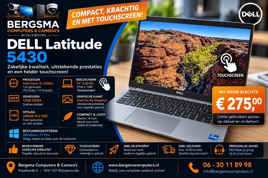 DELL LATITUDE 5430 – MET TOUCHSCREEN, 2 tot 3 Ghz, Qwerty, Ophalen of Verzenden, SSD