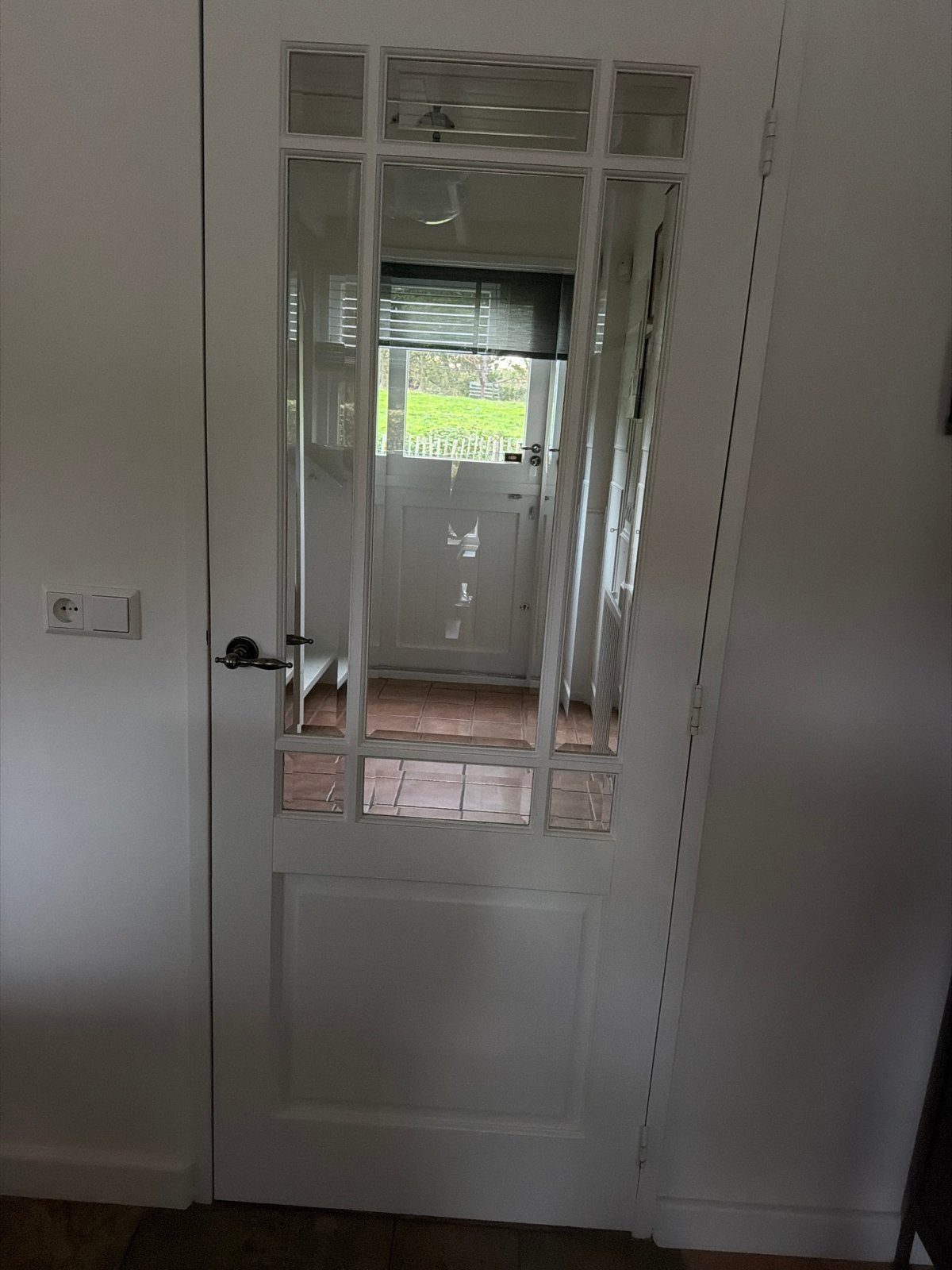 Witte binnendeur met glaspanelen, Ophalen, Gebruikt, 80 tot 100 cm, Binnendeur