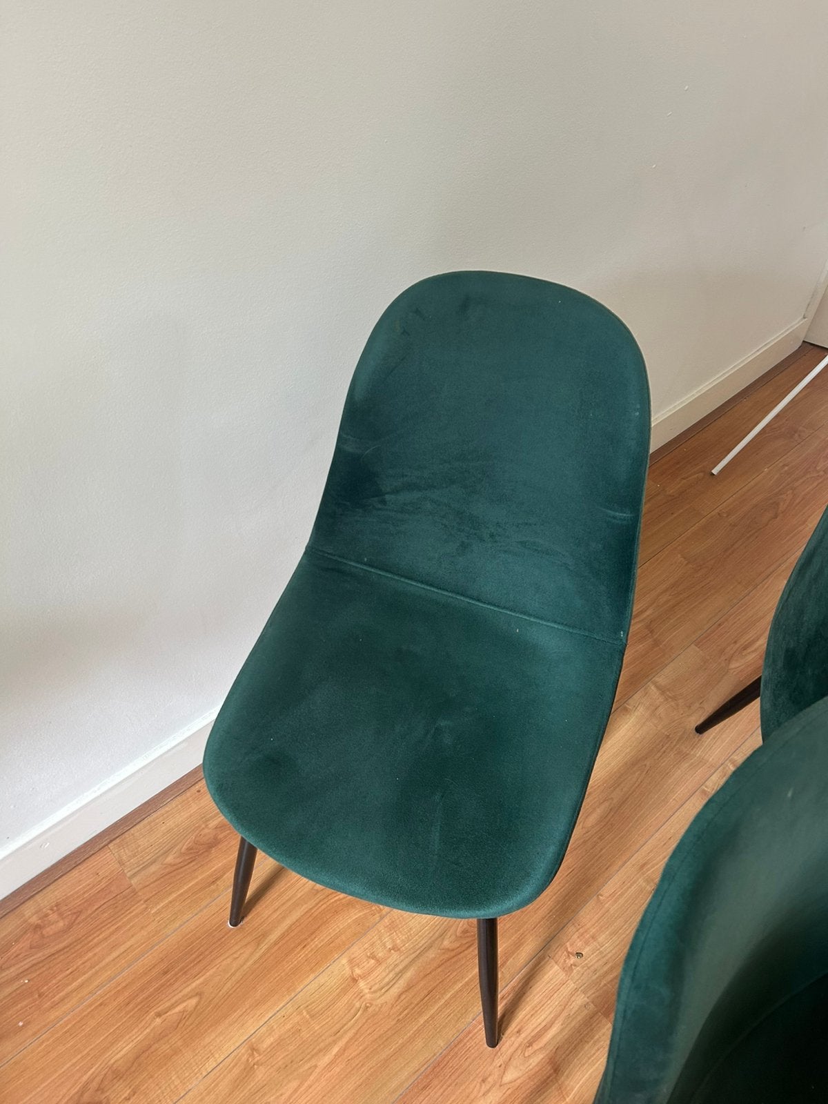 Eetkamerstoel velvet groen - set van 6 voor €35, Huis en Inrichting, Stoelen, Ophalen, Gebruikt, Overige kleuren, Stof