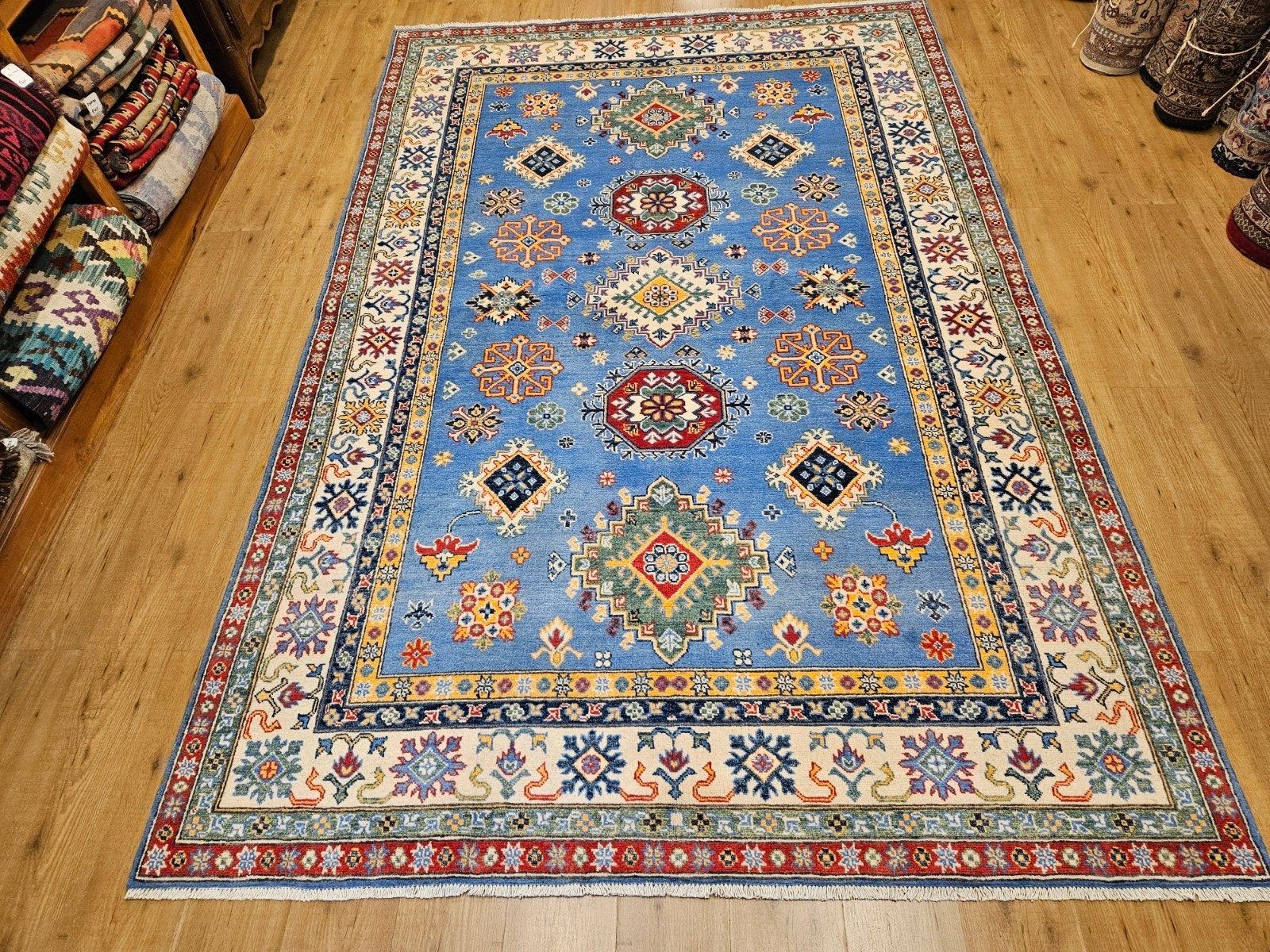 Handgeknoopt oosters tapijt kazak 301x200, Info@SlatsAntiek.nl, Perzisch, Vof Slats Antiek, Ophalen of Verzenden