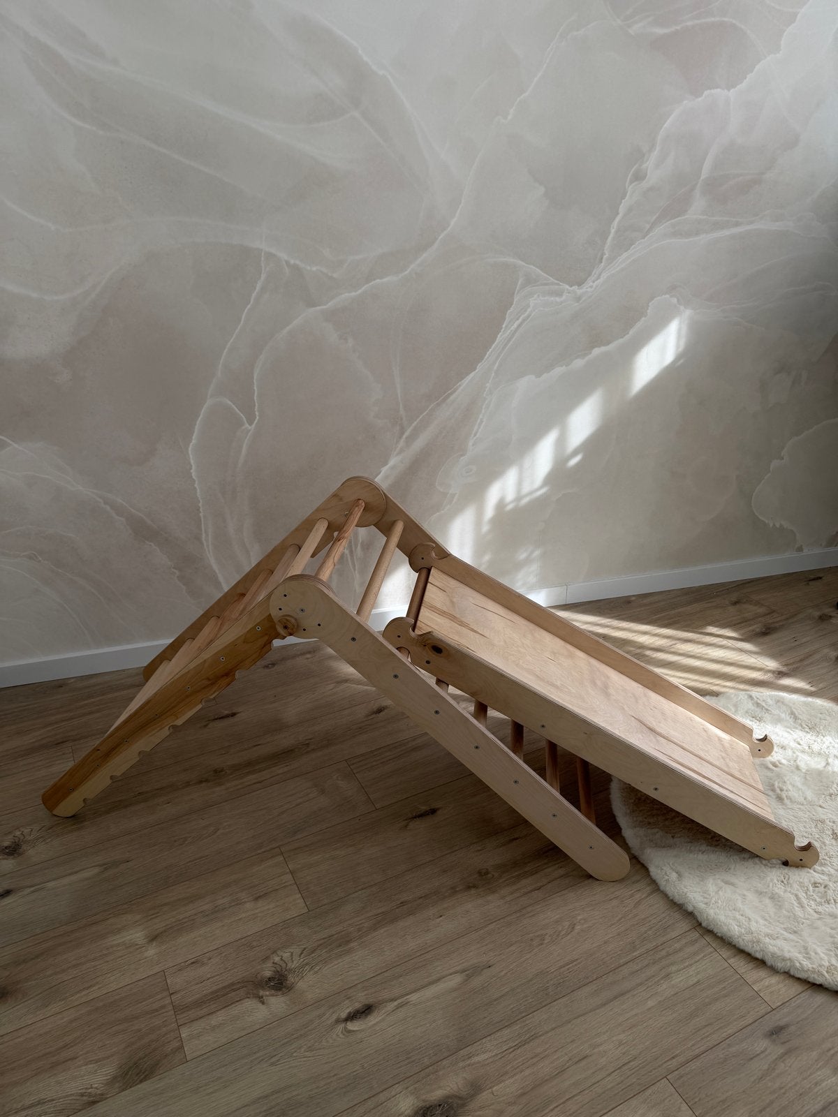 Goodevas Houten Klimrek met Glijbaan - In Hoogte Verstelbaar, Ophalen, Nieuw, Glijbaan