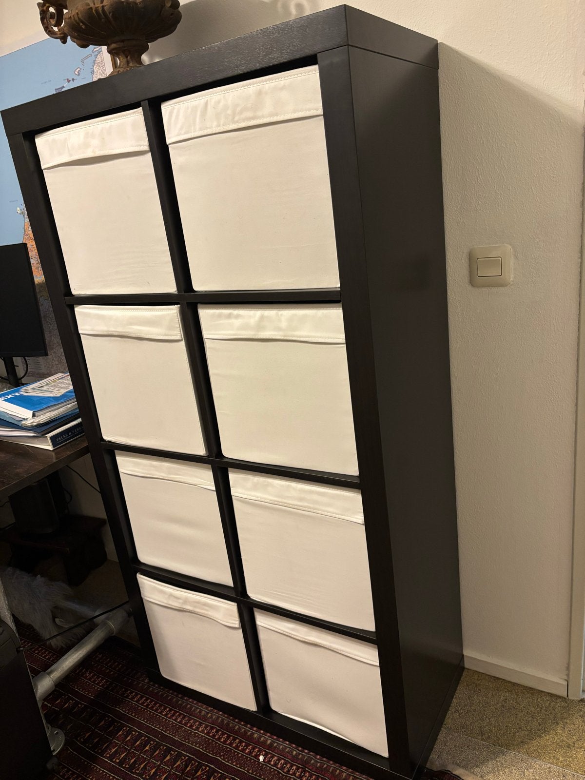 IKEA Kallax Kast (vakkenkast) met 8 Vakken en Opbergmanden, Ophalen, Gebruikt, 100 tot 150 cm, Minder dan 150 cm