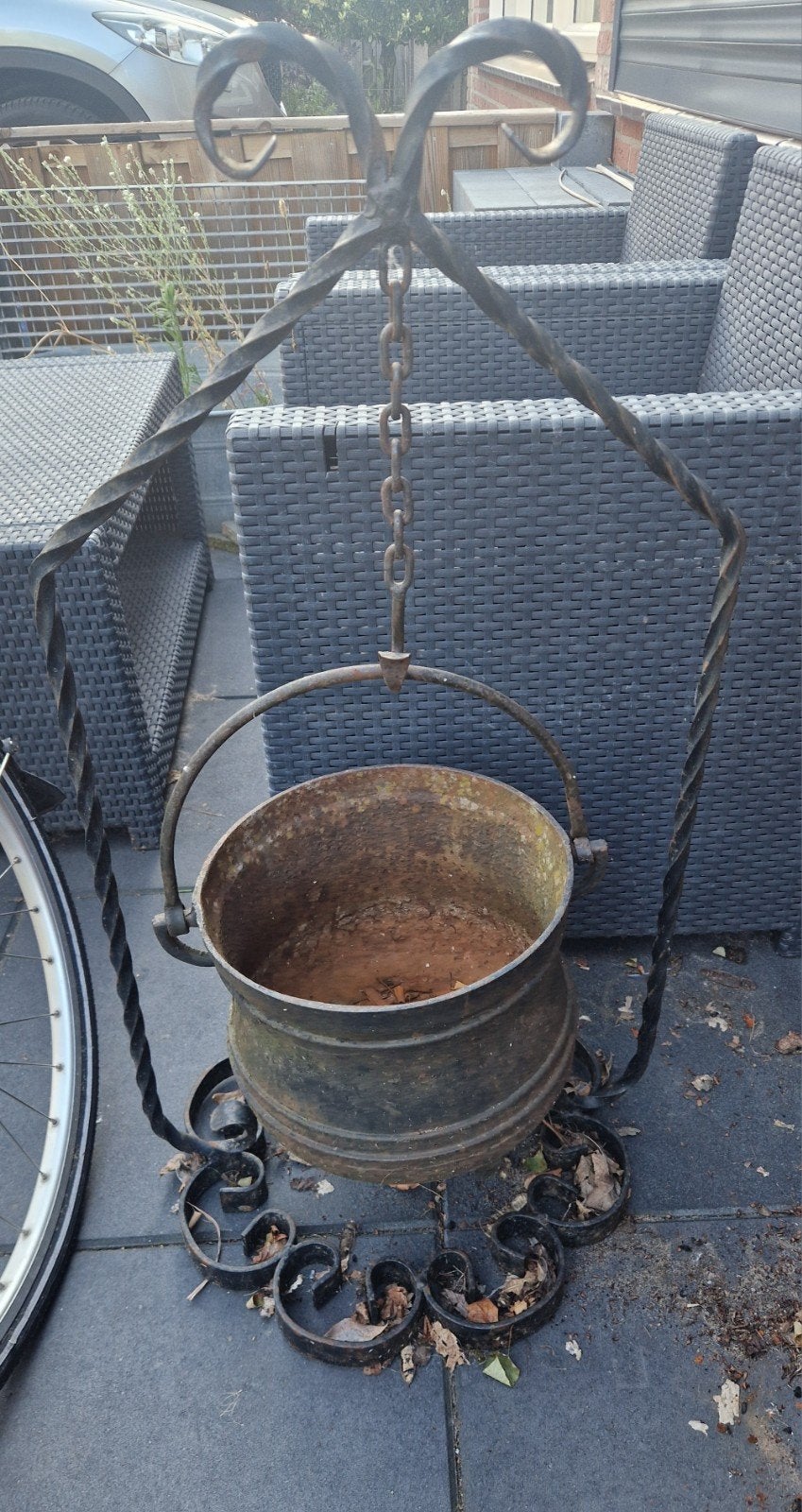Gietijzeren heksenketel, Tuin en Terras, Bloembakken en Plantenbakken, Ophalen, Rond, Metaal, 60 cm of meer