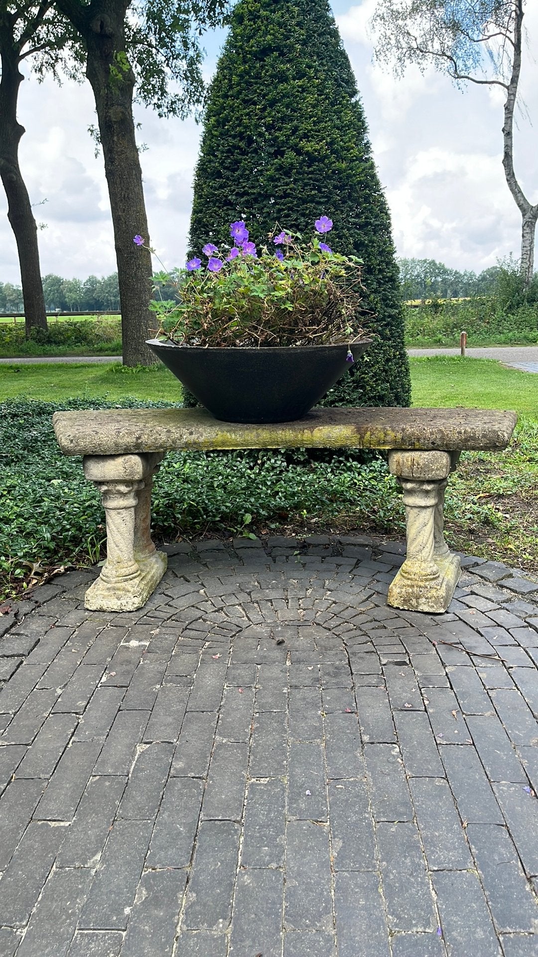 Buitenbankje van steen, Tuin en Terras, Ophalen, Gebruikt, Overige materialen