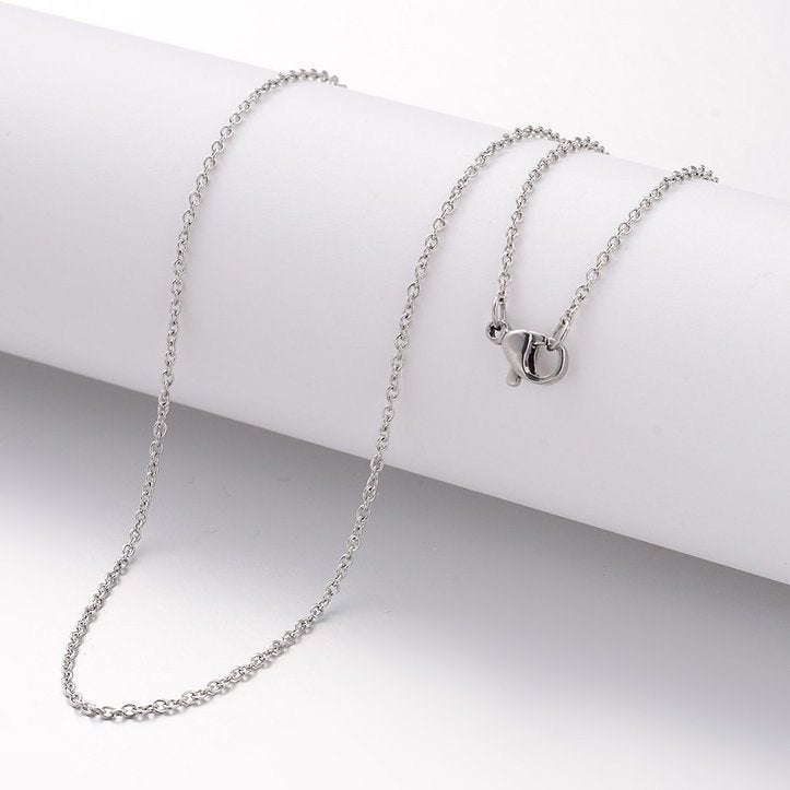 Stainless steel schakelketting antiek zilver 2x1.5mm (45cm), Verzenden, Nieuw, Zilver, Overige materialen